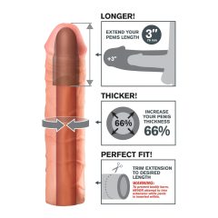   X-TENSION Mega 3 - realistický návlek na penis (22,8 cm) - přirozený