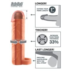   X-TENSION Perfect 1 - návlek na penis s kroužkem (17,7cm) - přírodní