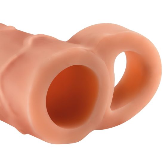 X-TENSION Perfect 2 - erekční návlek na penis s kroužkem (19 cm) - přírodní
