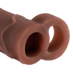   X-TENSION Perfect 2 - kroužkový návlek na penis (19 cm) - tmavá přírodní