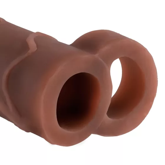 Pipedream X-TENSION Perfect 2 - erekční návlek na penis s jedním kroužkem - tmavě přírodní (19 cm)