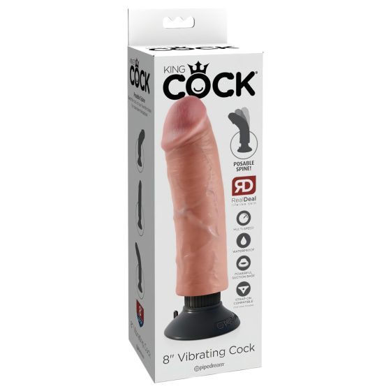 King Cock 8 - flexibilní, realistický vibrátor (25 cm)