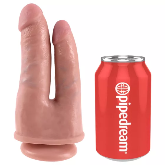 King Cock - realistické dvojité dildo - přírodní barva