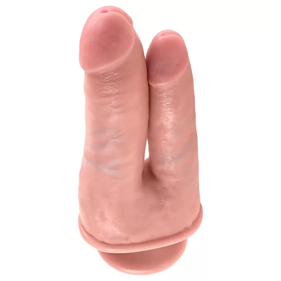 King Cock - realistické dvojité dildo - přírodní barva