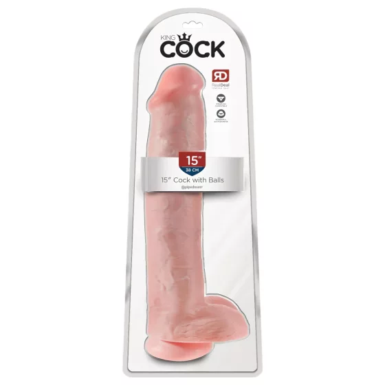 King Cock 15 - dildo s přísavkou a varlaty (38 cm, tělová barva)