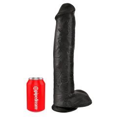   King Cock 15 - přísavkový dildo s varlaty (38 cm) - černý