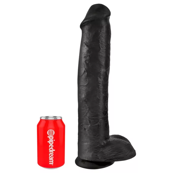 King Cock 15 - dildo s přísavkou a varlaty (38 cm, černé)
