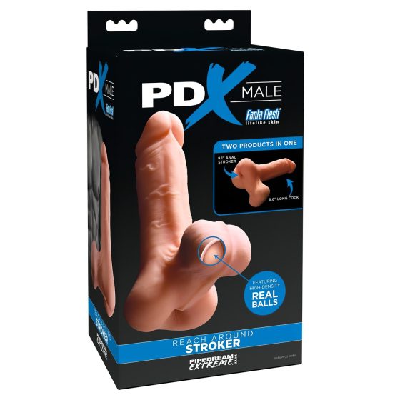PDX Reach Around - 2v1 umělý zadeček a návlek na penis (přírodní)