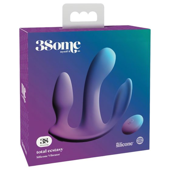 3Some total ecstasy - akumulátorový, bezdrátový trojitý vibrátor (fialový)