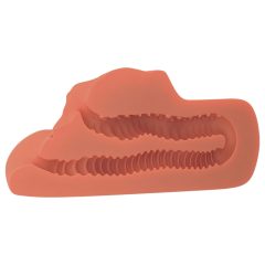   PDX Double Stroker - 2v1 realistický masturbátor (tmavá přírodní barva)