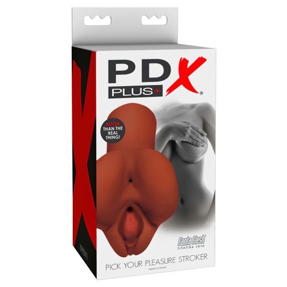PDX Vyberte si Potešení - 2v1 realistický masturbátor (hnědý)