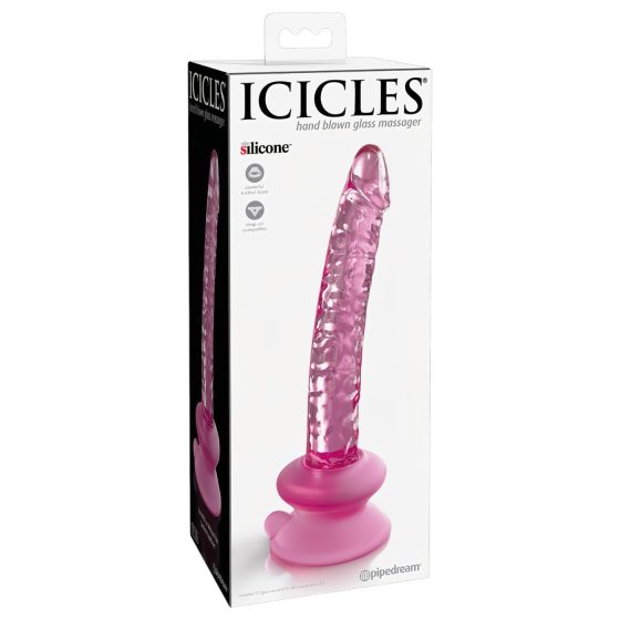 Icicles No. 86 - skleněné dildo ve tvaru penisu - růžové