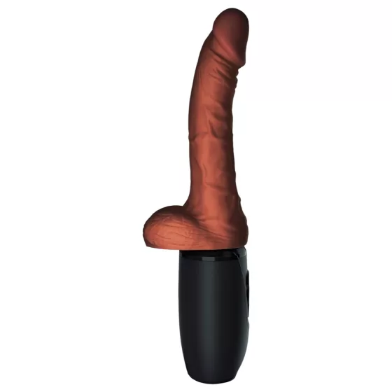 King Cock Plus 7,5 - realistický vibrační penis s varlaty - hnědý