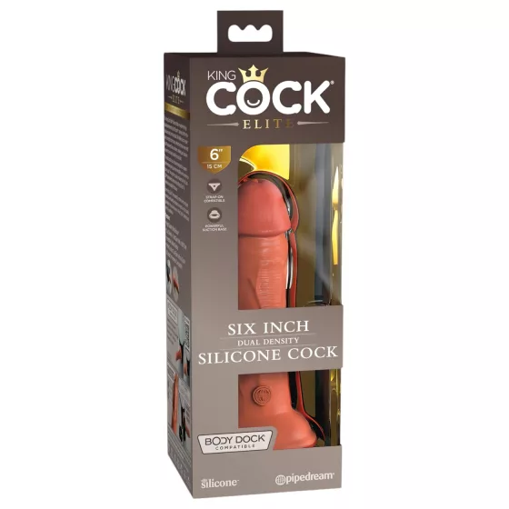King Cock Elite 6 - realistické dildo s přísavkou - tmavé - 15 cm