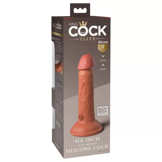 King Cock Elite 6 - realistické dildo s přísavkou - tmavé - 15 cm