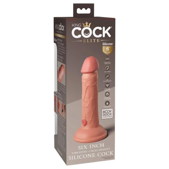 King Cock Elite 6 - vibrátor s přísavkou (15 cm) - tělová barva