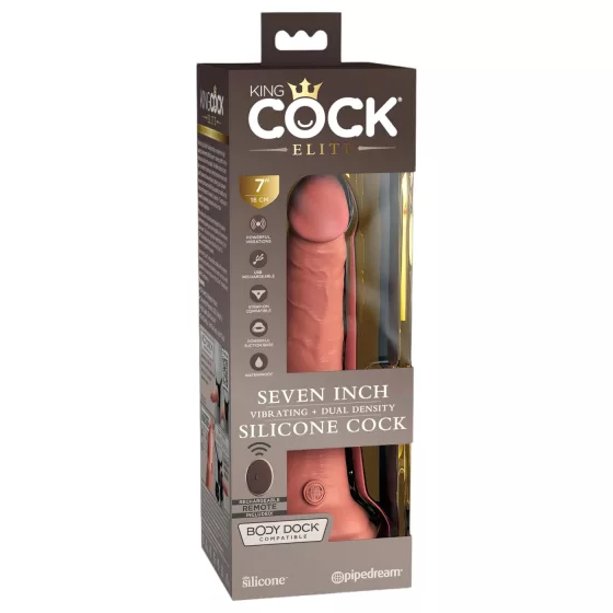 King Cock Elite 7 - vibrátor s přísavkou a ovládáním - 18 cm - tělový