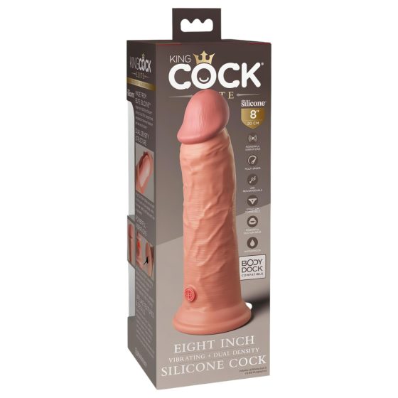 King Cock Elite 8 - přísavkový vibrátor (20 cm) - přírodní