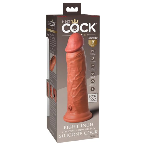 King Cock Elite 8 - realistický vibrátor 20 cm (tmavý odstín)
