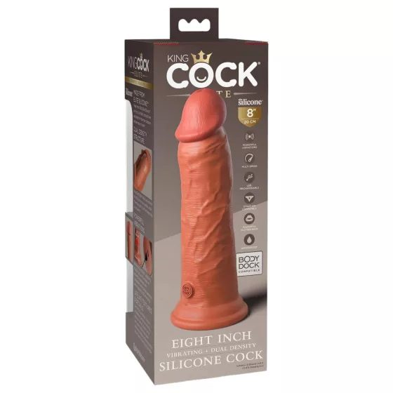 King Cock Elite 8 - realistický vibrátor 20 cm - tmavý odstín