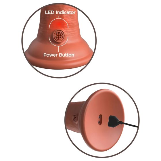 King Cock Elite 8 - realistický vibrátor 20 cm (tmavý odstín)