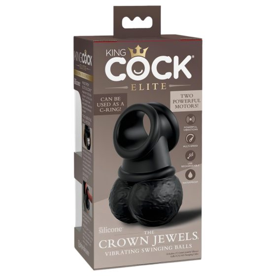 King Cock Crown Jewels - vibrační erekční kroužek (černý)