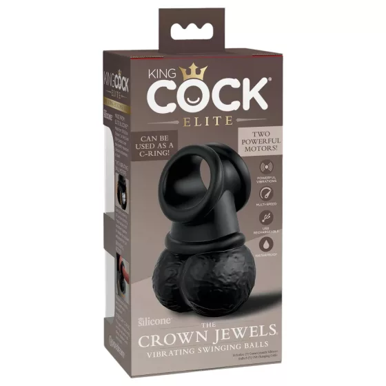 King Cock Crown Jewels - vibrační erekční kroužek (černá)
