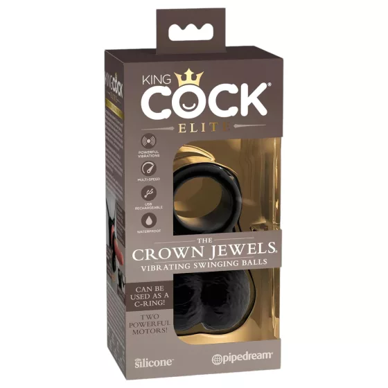 King Cock Crown Jewels - vibrační erekční kroužek (černá)