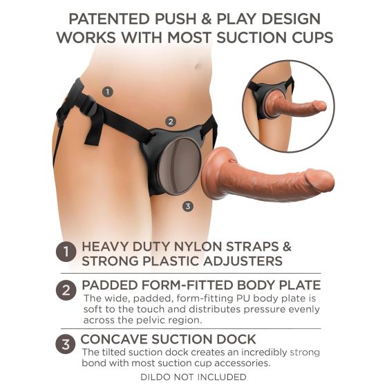 King Cock Elite Comfy Body Dock - připevnitelný postroj (hnědý)