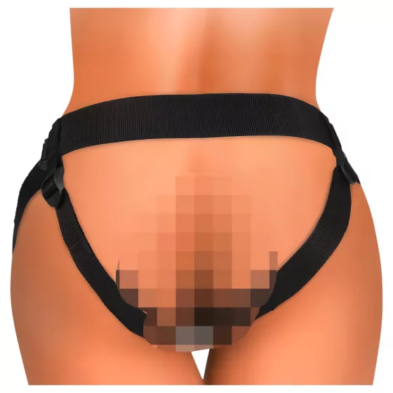 King Cock Elite Comfy - připínací dildo s postrojem - tmavý odstín natur
