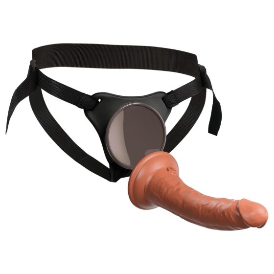 Královský Cock Elite Comfy - připínací dildo s postrojem (tmavá přírodní)