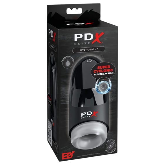 PDX Hydrogasm - nabíjecí rotační masturbátor (černý)