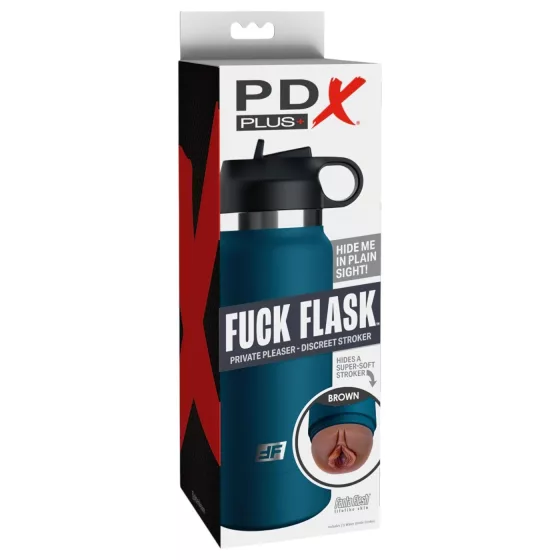 PDX - Fuck Flask Private Pleaser - umělá vagína v lahvi (modro‑hnědá)