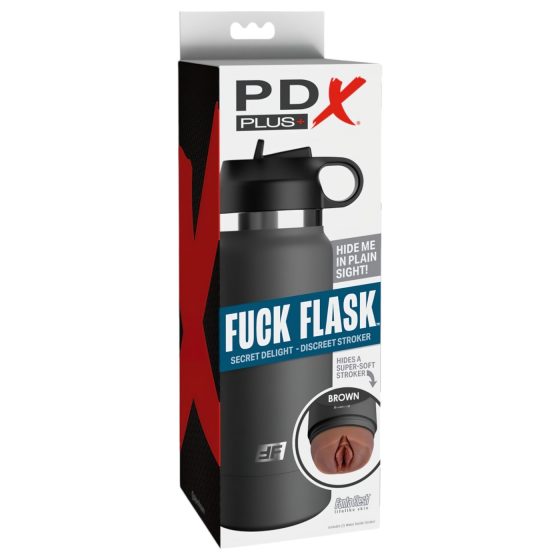 Fuck Flask Secret Delight - umělá vagína v láhvi (černo-hnědá)