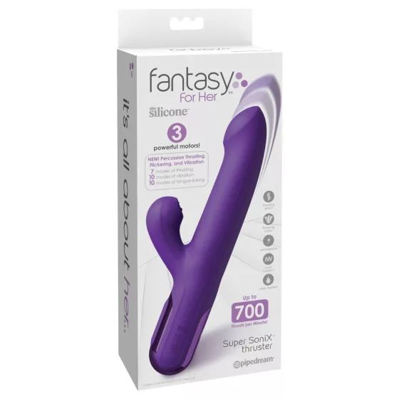 Fantasy For Her - 2v1 přirážecí vibrátor a stimulátor klitorisu (fialový)