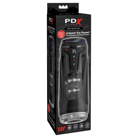 PDX Elite Moto-Bator Pro - perlami, vyhřívaný tlačný masturbátor (černý)