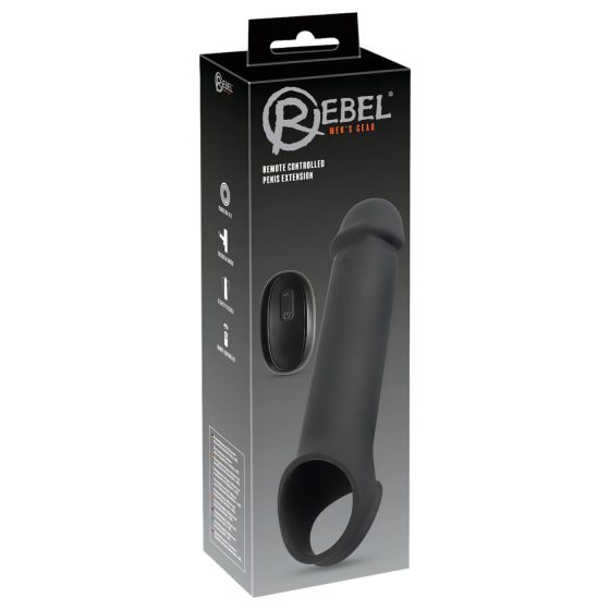 Rebel - akumulátorový, vibrační rádiový návlek na penis (černý)
