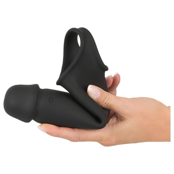 Rebel - akumulátorový, vibrační rádiový návlek na penis (černý)