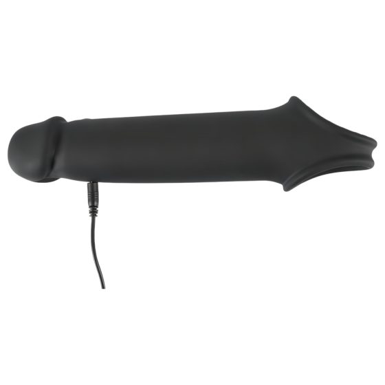 Rebel - akumulátorový, vibrační rádiový návlek na penis (černý)