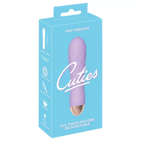 Cuties Mini - vibrátor s akumulátorem - vodotěsný, mřížkový, fialový