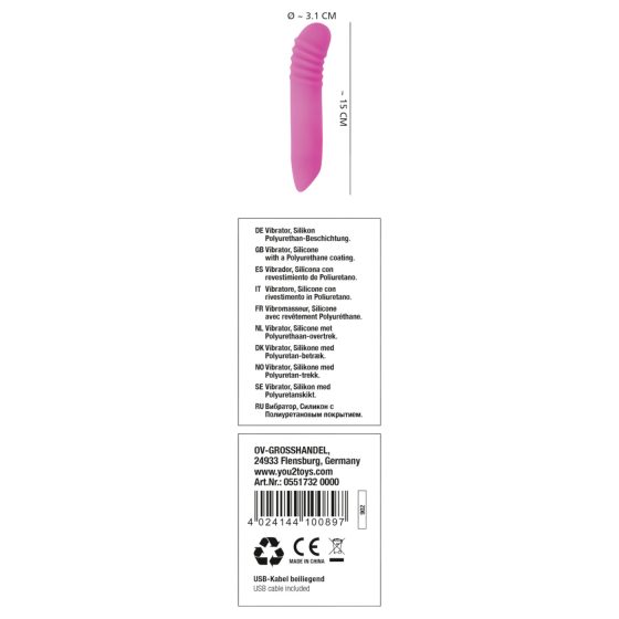 You2Toys - Flashing Mini Vibe - akumulátorový, svítící vibrátor (růžový)