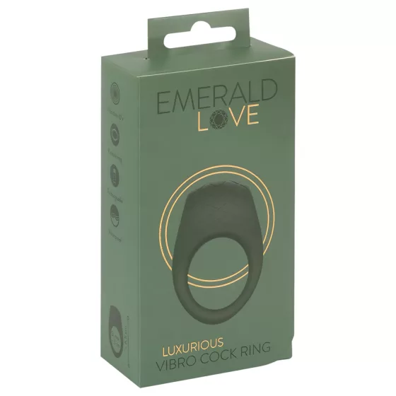 Emerald Love - vibrační erekční kroužek - vodotěsný, dobíjecí - zelený