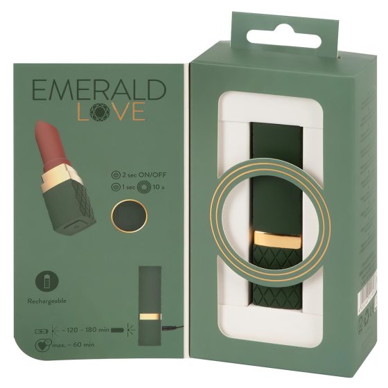 Emerald Love - vibrátor ve tvaru rtěnky - dobíjecí, vodotěsný, červený
