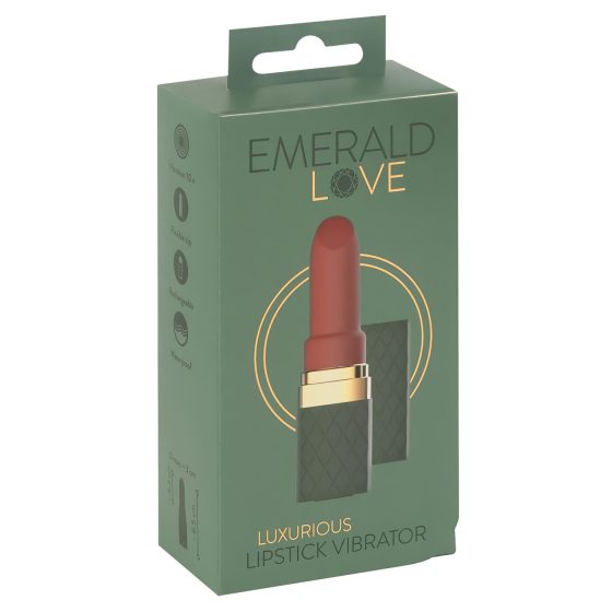 Emerald Love - vibrátor ve tvaru rtěnky - dobíjecí, vodotěsný, červený