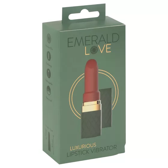 Emerald Love - akumulátorový vodotěsný vibrátor ve tvaru rtěnky (červený)