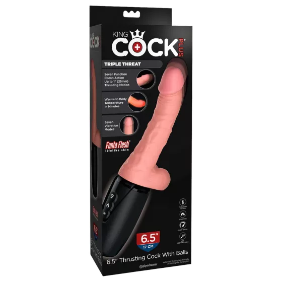 King Cock Plus 6,5 - realistický vibrační penis s varlaty - tělová