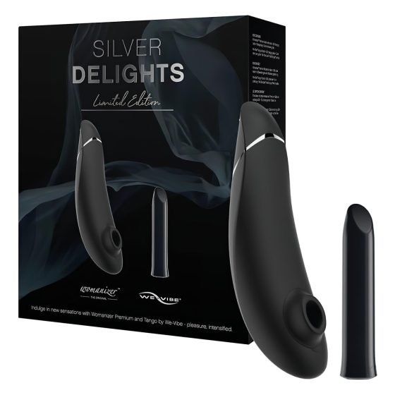 Womanizer Stříbrné Potěšení - sada vzduchových vibrátorů (černá)