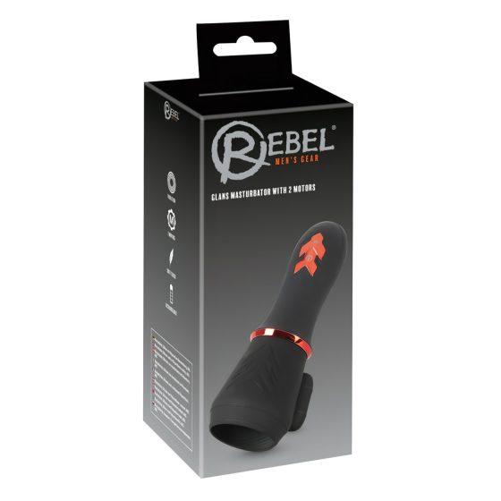 Rebel - akumulátorový, dvoumotorový vibrátor na žalud (černý)