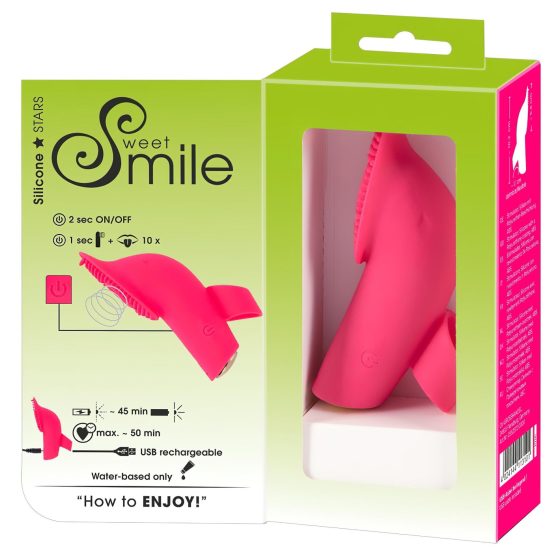 SMILE Licking - vibrační prstový stimulátor s jazýčkem a vzduchovými pulzy (růžová)