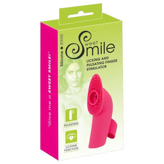 / SMILE Licking - vibrační prstový stimulátor s jazýčkem a vzduchovými pulzy (růžová)